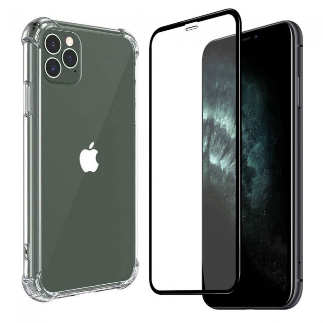 Apple iPhone 12 Pro Max TPU Gorilla Soft Jelly Clear Case Cover with 3D Tempered Glass