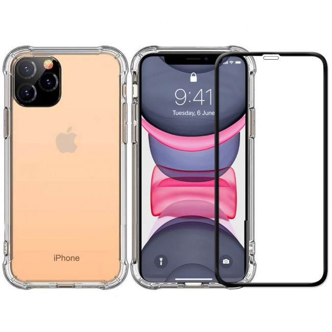 Apple iPhone 12 Pro Max TPU Gorilla Soft Jelly Clear Case Cover with 3D Tempered Glass