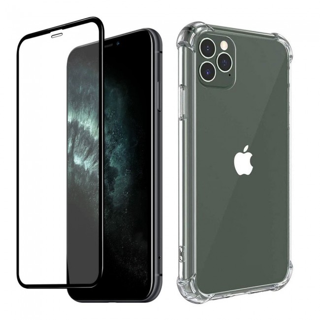 Apple iPhone 12 Pro Max TPU Gorilla Soft Jelly Clear Case Cover with 3D Tempered Glass