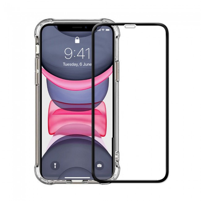 Apple iPhone 12 Pro Max TPU Gorilla Soft Jelly Clear Case Cover with 3D Tempered Glass