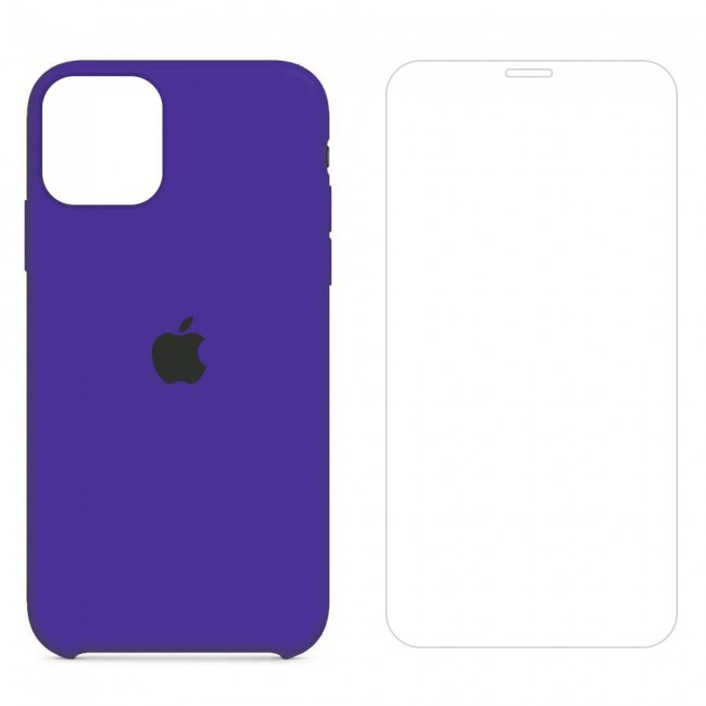 Margoun 2Pack Apple iPhone 12 and 12 Pro Silicone Case Cover and Clear Screen Protector - Purple