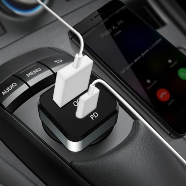 TR410 42W QC3.0 and Type C USB Car Charger - Black