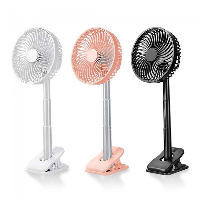 Desktop and Clip-on USB Rechargeable Fan Telescopic Design F3 - Pink