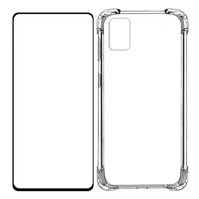 Galaxy M31s Soft Clear TPU Case Cover Gorilla with 3D Tempered Glass Screen Protector