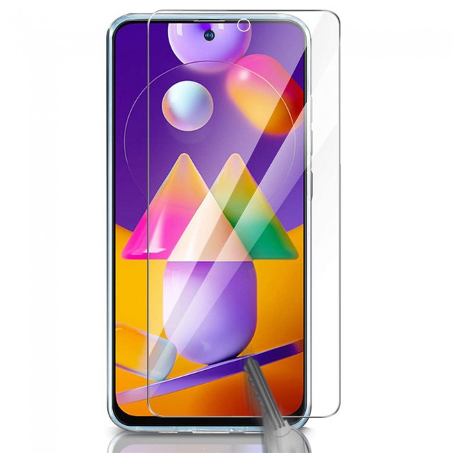 Galaxy M31s TPU Gorilla Soft Jelly Case Cover with 2 Tempered Glass Screen Protector - Clear
