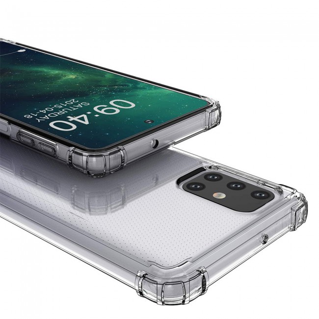 Galaxy M31s TPU Gorilla Soft Jelly Case Cover with 2 Tempered Glass Screen Protector - Clear