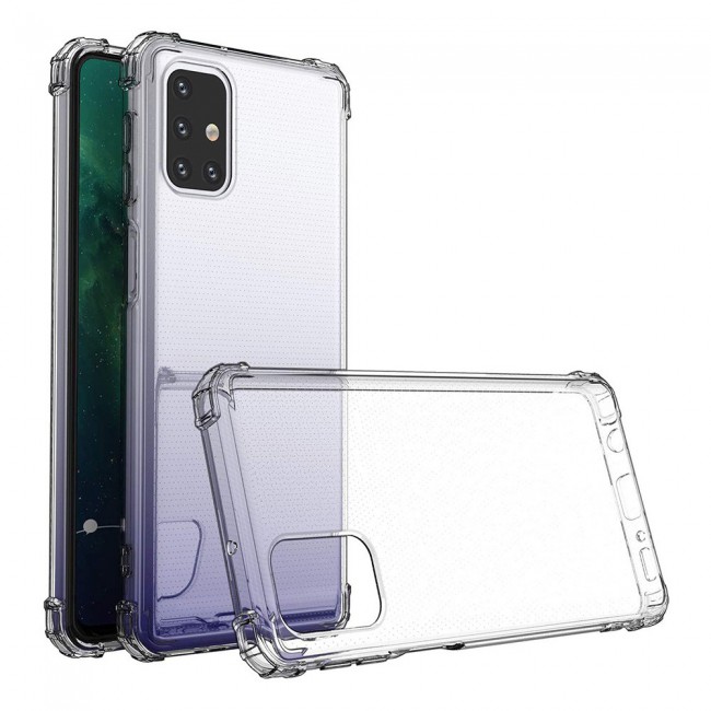 Galaxy M31s TPU Gorilla Soft Jelly Case Cover with 2 Tempered Glass Screen Protector - Clear