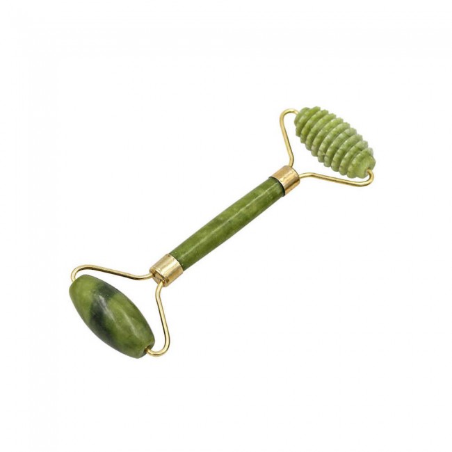Double-Head Jade Stone Facial Roller Massager Tool - Green