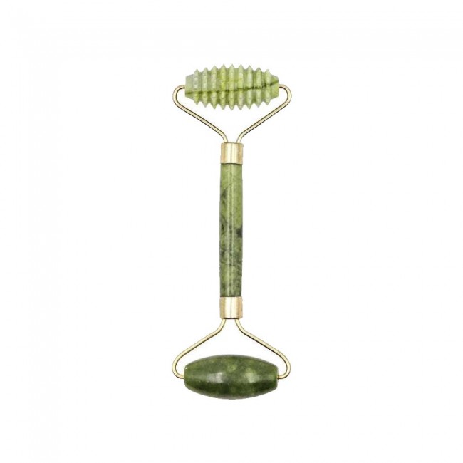 Double-Head Jade Stone Facial Roller Massager Tool - Green