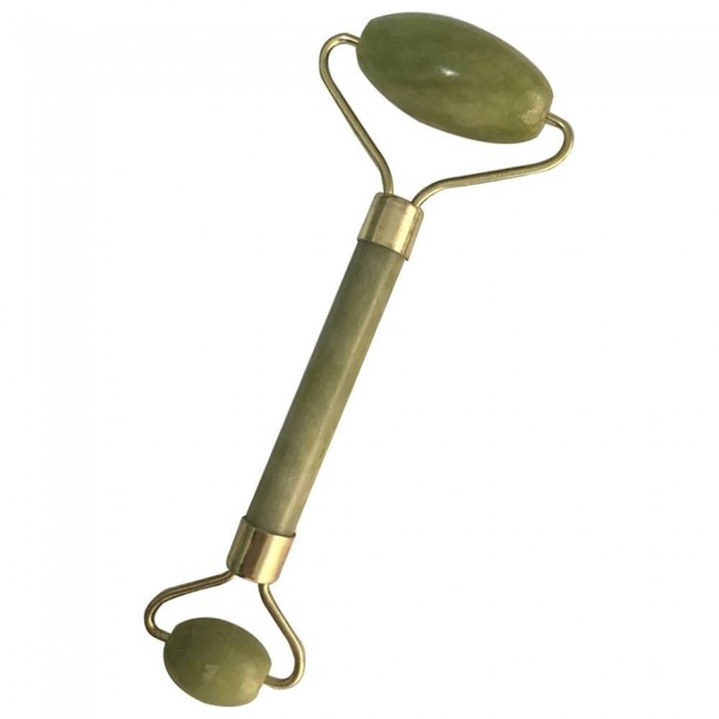 Jade Stone Facial Roller Massager with Guasha Board - Green