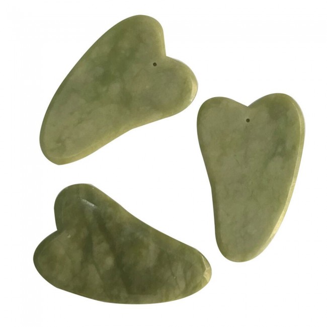 Jade Stone Facial Roller Massager with Guasha Board - Green