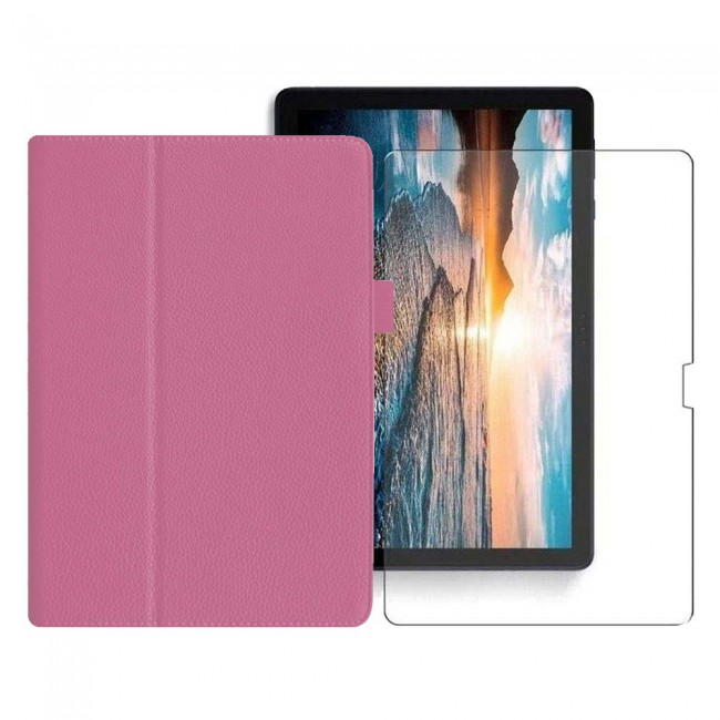 Two-Fold Leather Stand Cover with Screen Protector for Huawei Matepad T10s 10.1-inch - Pink