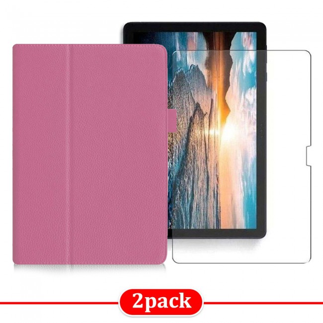 Two-Fold Leather Stand Cover with Screen Protector for Huawei Matepad T10s 10.1-inch - Pink