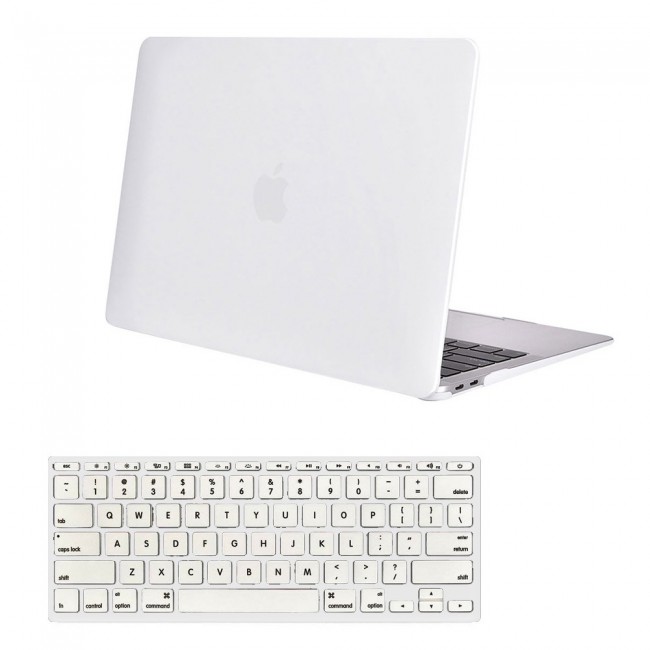 2Pack MacBook Air 13-inch A1396 A1466 A1369 Protective Hard Case with Premium Keyboard Cover - White