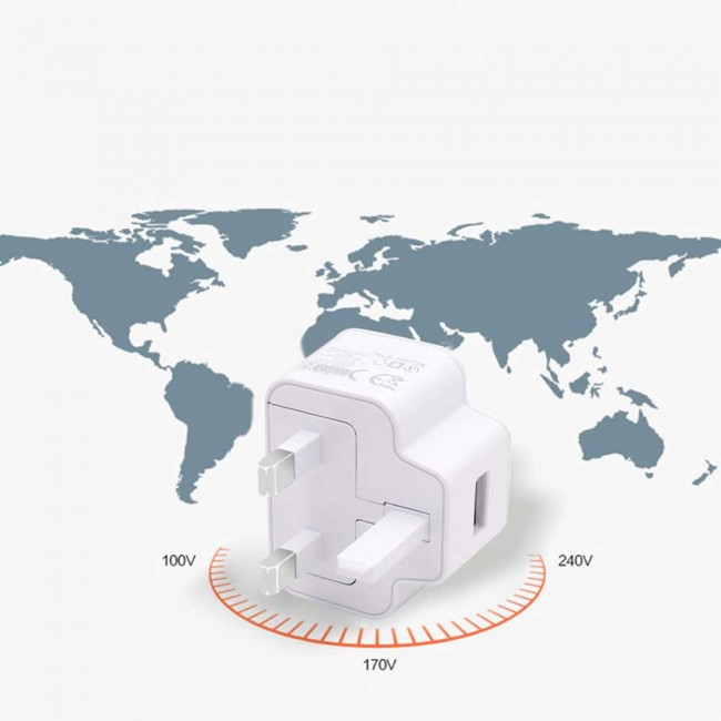 Nitu NT-TC16 Wall Charger 2.0A for Android and iOS Devices with Lightning , Micro and Type-C USB Cable - White