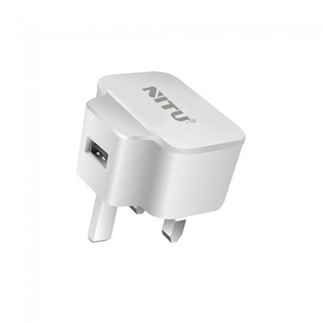 Nitu NT-TC16 Wall Charger 2.0A for Android and iOS Devices with Lightning , Micro and Type-C USB Cable - White