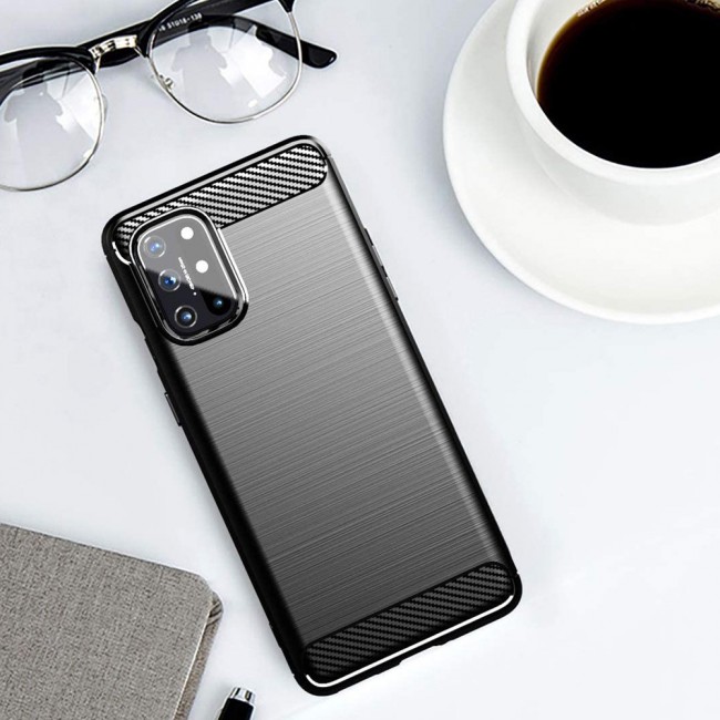 OnePlus 8T Brushed Carbon Fiber Case Cover - Black