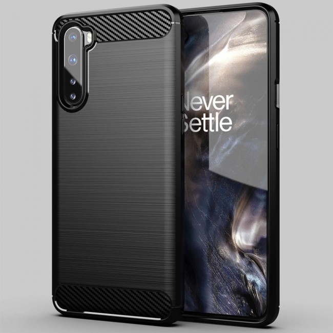 OnePlus Nord Brushed Carbon Fiber Case Cover - Black