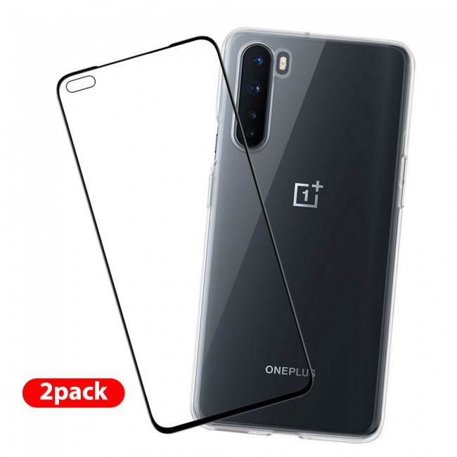 OnePlus Nord Clear Silicone Case Cover with 3D Tempered Screen Protector