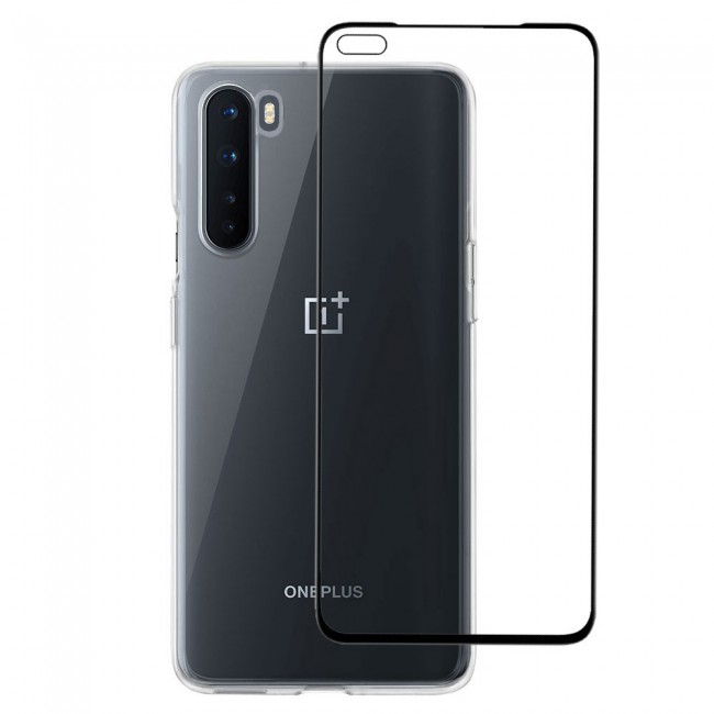 OnePlus Nord Clear Silicone Case Cover with 3D Tempered Screen Protector