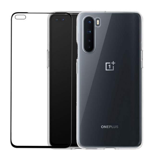 OnePlus Nord Clear Silicone Case Cover with 3D Tempered Screen Protector