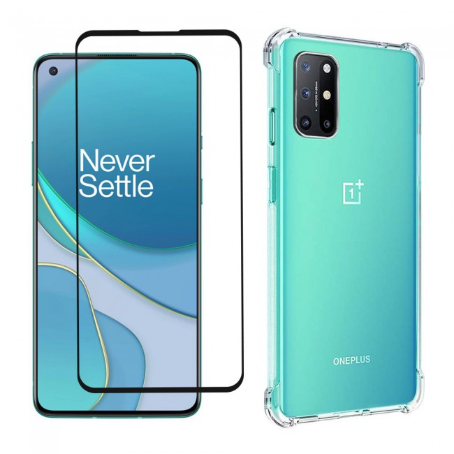 Oneplus 8T Soft Clear TPU Case Cover Gorilla with 3D Tempered Screen Protector