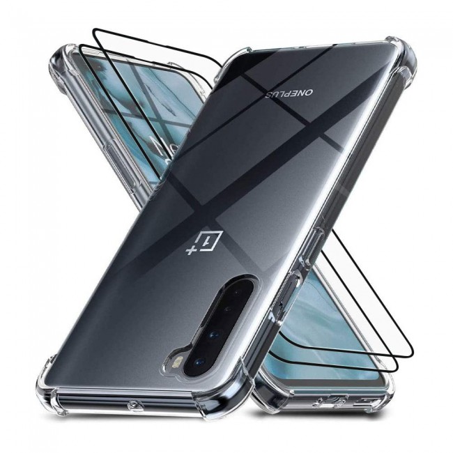 Oneplus Nord Soft Clear TPU Case Cover Gorilla with 2Pack 3D Tempered Screen Protector