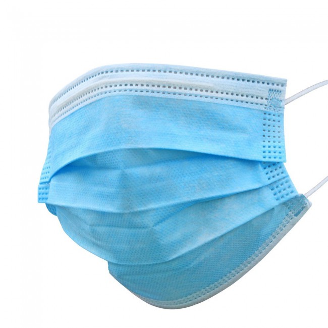 Pack of 50 Disposable 3-Ply Face Mask - Blue White