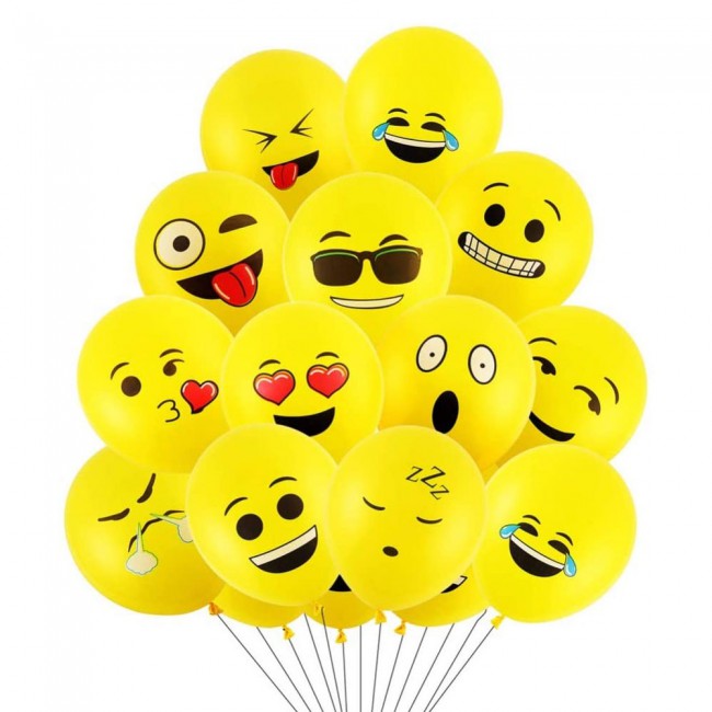 Party Props 100 Pcs Emoji Balloons Mixed Smiley Designs