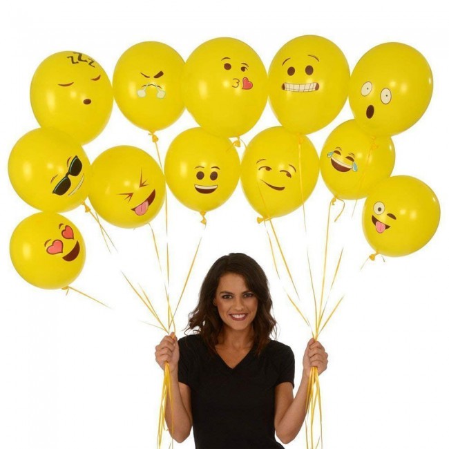 Party Props 25 Pcs Emoji Balloons Mixed Smiley Designs