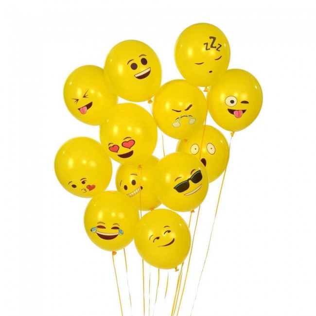 Party Props 25 Pcs Emoji Balloons Mixed Smiley Designs