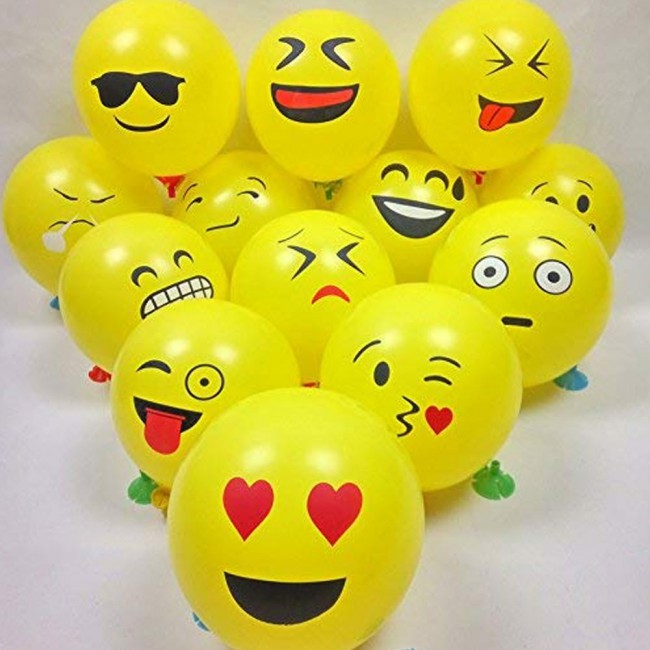 Party Props 25 Pcs Emoji Balloons Mixed Smiley Designs