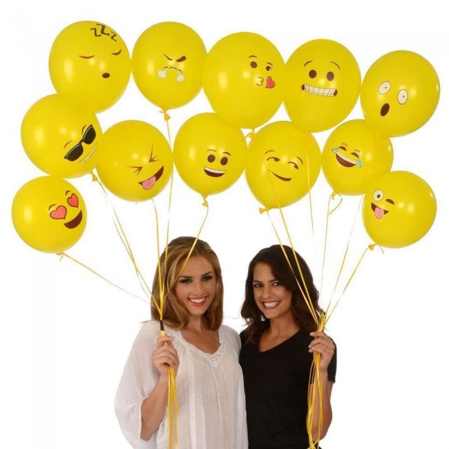 Party Props 25 Pcs Emoji Balloons Mixed Smiley Designs