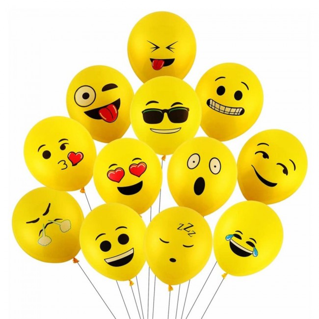 Party Props 50 Pcs Emoji Balloons Mixed Smiley Designs