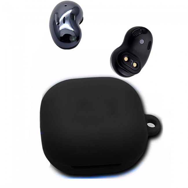 Protective Silicone Case with Carabiner for Galaxy Buds Live Buds 2 Buds Pro - Black