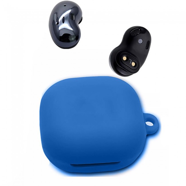 Protective Silicone Case with Carabiner for Galaxy Buds Live Buds 2 Buds Pro - Blue