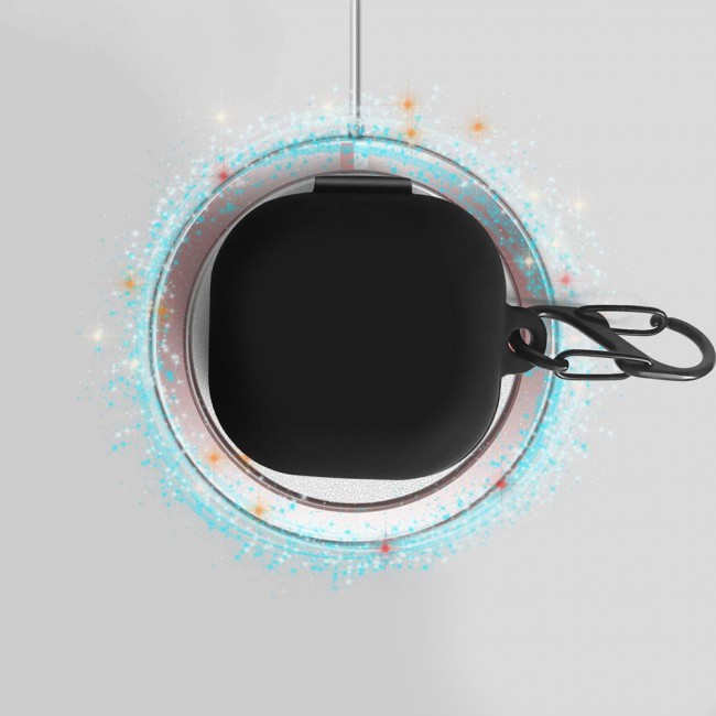 Protective Silicone Case with Carabiner for Galaxy Buds Live - Black