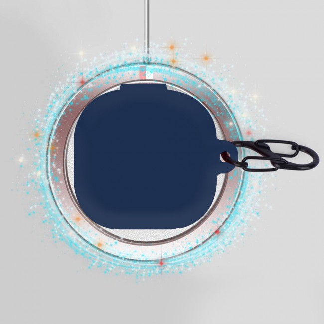 Protective Silicone Case with Carabiner for Galaxy Buds Live - Dark Blue