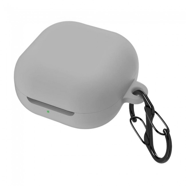 Protective Silicone Case with Carabiner for Galaxy Buds Live - Grey