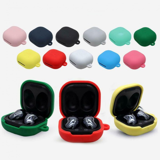 Protective Silicone Case with Carabiner for Galaxy Buds Live - Hot Pink