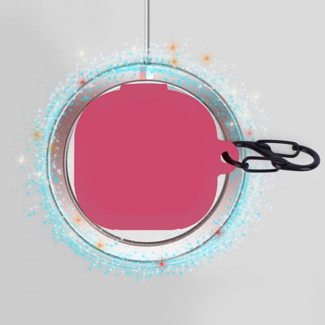 Protective Silicone Case with Carabiner for Galaxy Buds Live - Hot Pink