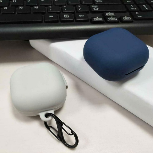 Protective Silicone Case with Carabiner for Galaxy Buds Live - White