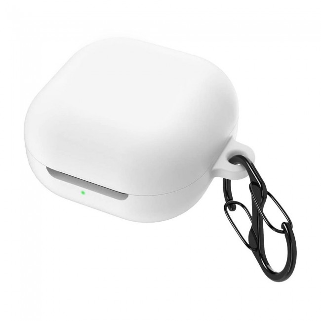 Protective Silicone Case with Carabiner for Galaxy Buds Live - White