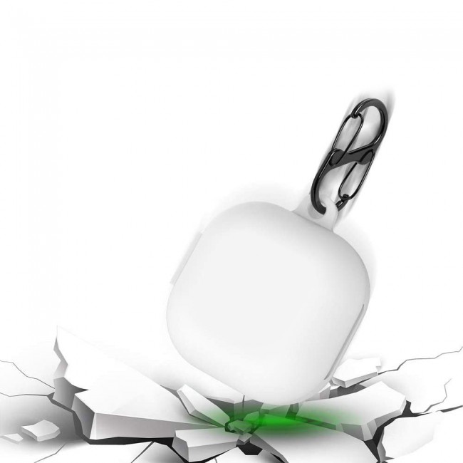 Protective Silicone Case with Carabiner for Galaxy Buds Live - White