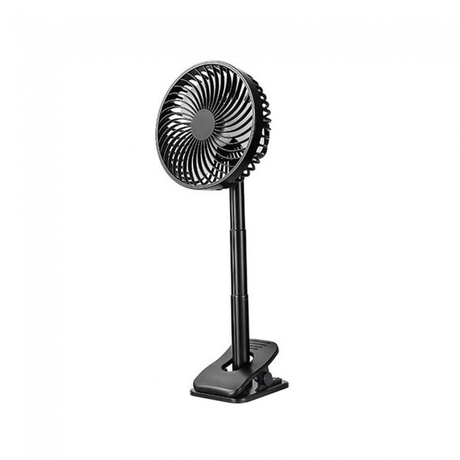Desktop and Clip-on USB Rechargeable Fan Telescopic Design F3 - Black