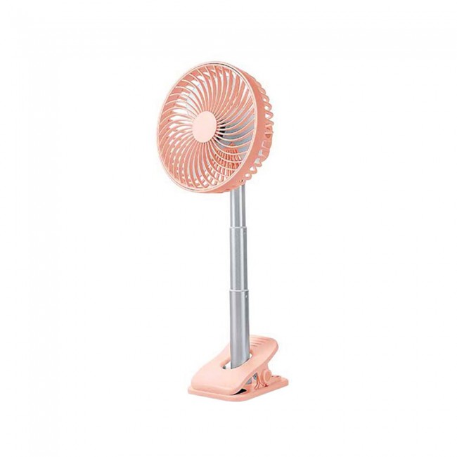 Desktop and Clip-on USB Rechargeable Fan Telescopic Design F3 - Pink