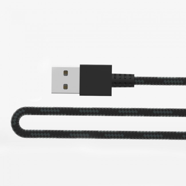 Rukini Type C USB Cable Nylon Braided RCANBC  2m  6.6ft – Black , Silver