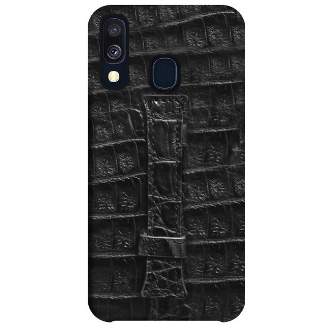 Samsung Galaxy A40 Leather Case Cover - Black