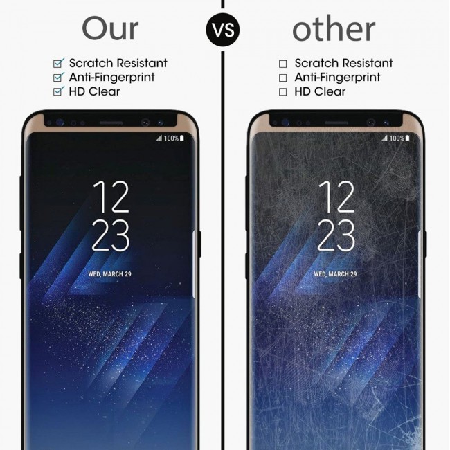Samsung Galaxy Note 8 3D Tempered Curved Glass Screen Protector 2Pack Super Shieldz by Margoun - Gold Edge