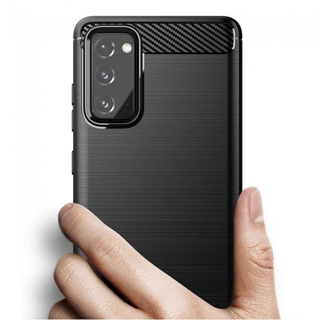 Samsung Galaxy S20 FE and S20 FE 5G Brushed Carbon Fiber Case Cover - Black